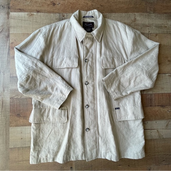 Faconnable Other - Faconnable Classic Linen Safari Utility Jacket Mens XL Beige